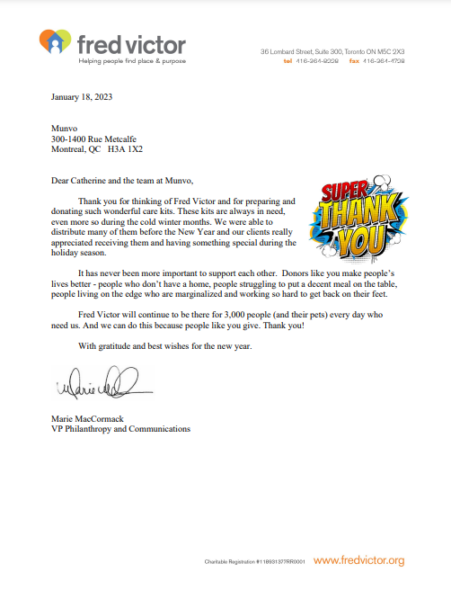 Munvo Charity Event: Giving Back to the Community - letter